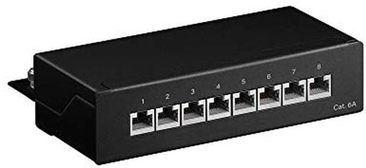 CAT 6a Mini Patchpaneel - 8 Poorten Zwart