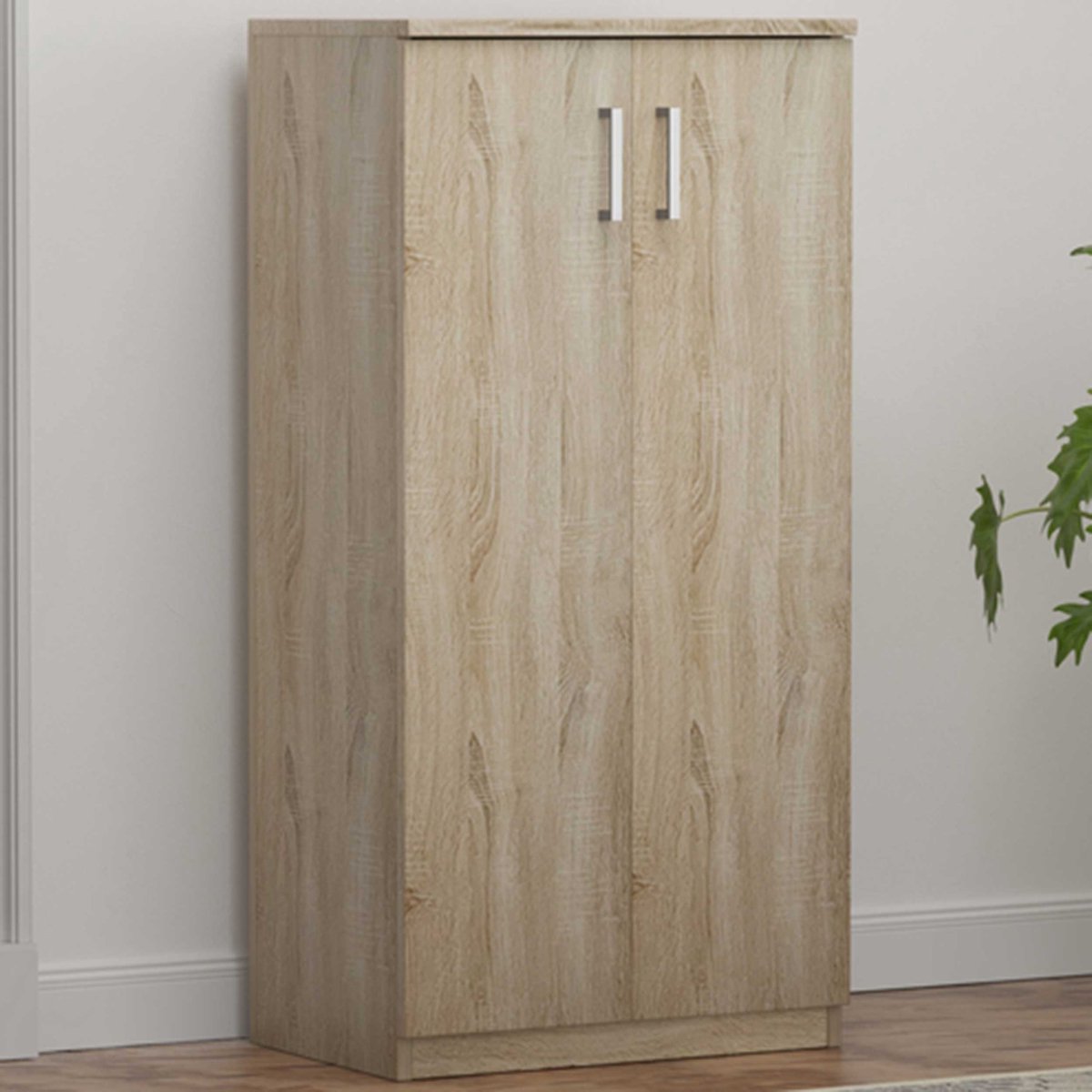 Schoenenkast Maurice - 60x37x122cm - 2 Deuren - Eikdecor - Rousseau - Schoenenkast - Bruin - Melamine; Spaanplaat