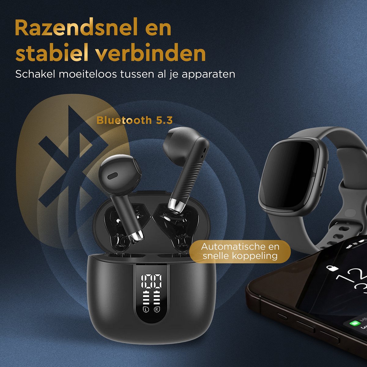 Golden Sound Oortjes - 30 uur Bluetooth thumbnail 2