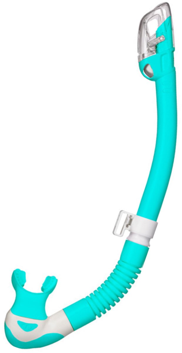 TUSA Hyperdry Elite II – Premium snorkel met droogtop systeem en hypoallergene siliconen mondstuk – Mint/Transparant – SP0101QMT MT