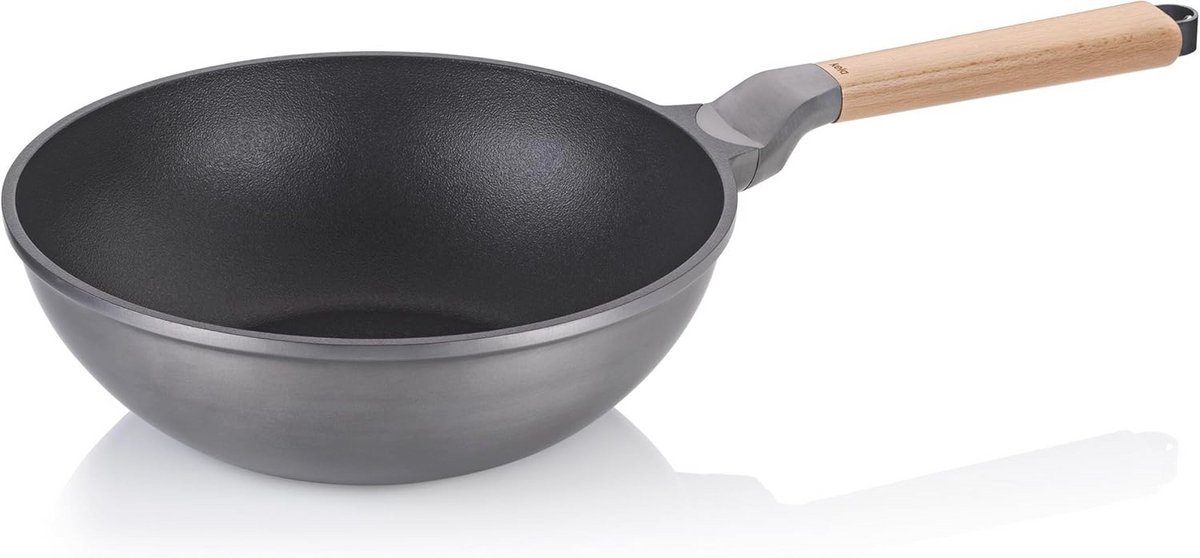 Gegoten Aluminium Wokpan 30 cm - Duurzaam en Hittebestendig
