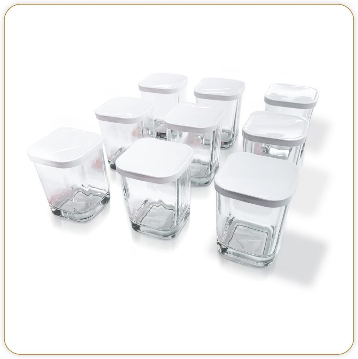 Set van 9 Glazen Dessertpotjes met Klikdeksel 145 ml - Ideaal voor Yoghurt, Fingerfood en Nagerechten