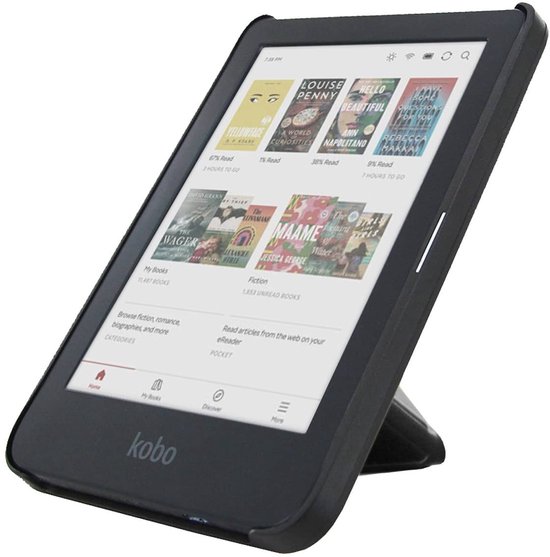 Origami Sleepcover - Hoesje Geschikt voor Kobo Clara BW - Book Case Hoes Cover - Zwart - ereader hoesje - cover van Origami Sleepcover — afbeelding 4