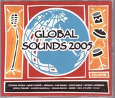 Voorblad van Global Sounds 2005 CD+DVD met globe, microfoon en drumstel.