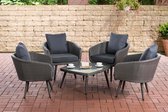 Clp Ameland Lounge set - 1,25 mm vlak Polyrotan - Zithoogte 40 cm - - Kleur onderstel Grijs Grijs