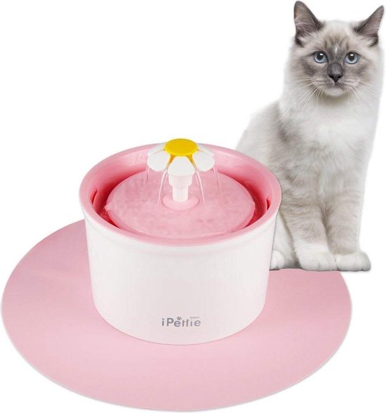iP® Roze bloem kat drink fontein 2L gefilterd water | waterautomaat |  waterfontein |... | bol.com