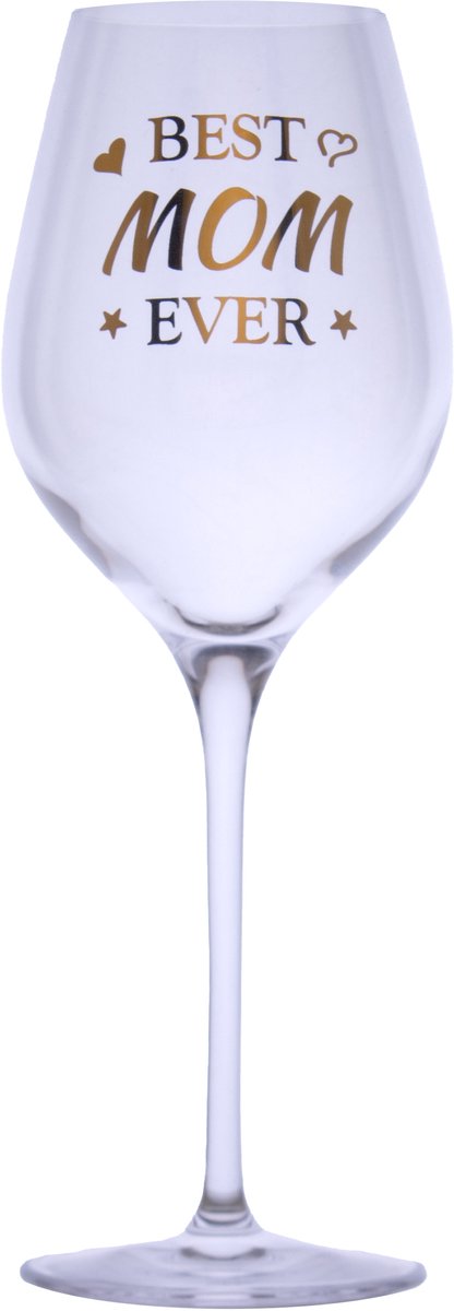Wijnglas - Best Mom Ever - met unieke gouden opdruk - kristal - Moederdag - cadeau - verjaardag - origineel - witte wijn - rode wijn - moeder