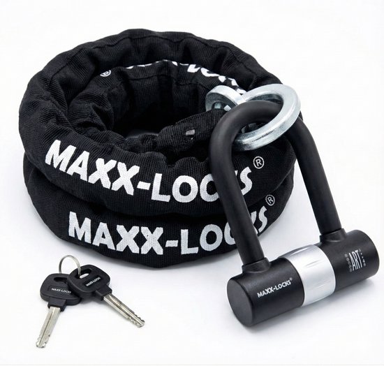 Maxx-Locks Tirau Art 4 Motorslot / Scooterslot - Kettingslot met Loop en Beugelslot - Art Gekeurd Slot voor Motor en Scooter & Brommer - 150 cm