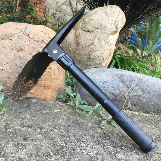 Vouwbare Schoffel - 41,5cm Opklapbare Graafgereedschap met Draagtas - Duurzame Getand Rand voor Kamperen, Wandelen, Tuinieren, Vissen & Noodgevallen (Zwart) van Merkloos	 — afbeelding 5