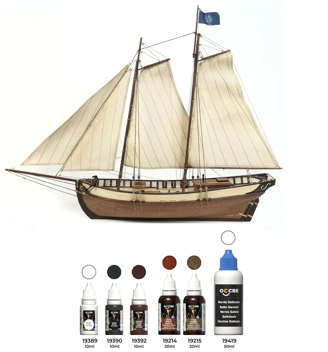Occre - Buccaneer + Verf pakket - Historische piratenboot Houten Modelbouw - schaal 1:75