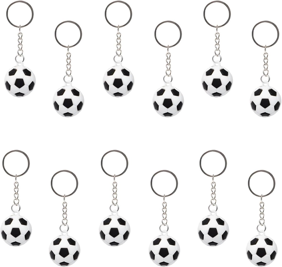 QTTVBTNA 12 stuks Voetbal Sleutelhangers – PVC – Feest, Verjaardag en Schoolcadeaus-