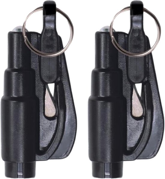 2 pièces - brise-vitre - coupe-ceinture - Marteau de sécurité - porte-clés - sortie de secours portable pour voiture Brise-vitre de secours 2-en-1 - Outil d'évasion automobile - Marteau de sécurité d'évasion - noir