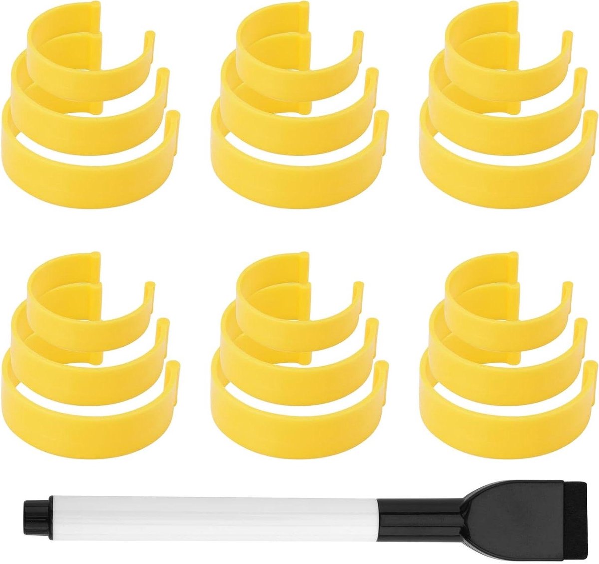 18-delige pillenfles clips set voor eenvoudige medicijnidentificatie. Herbruikbare fleslabelclips met markeerstift.
