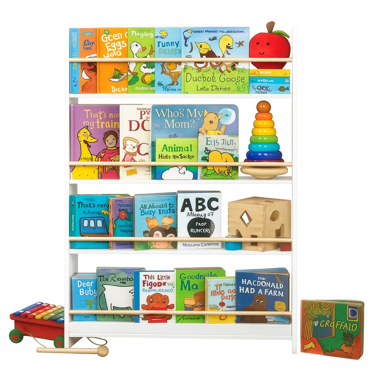 Kinderboekenkast – 4 Niveaus – Speelgoedplank