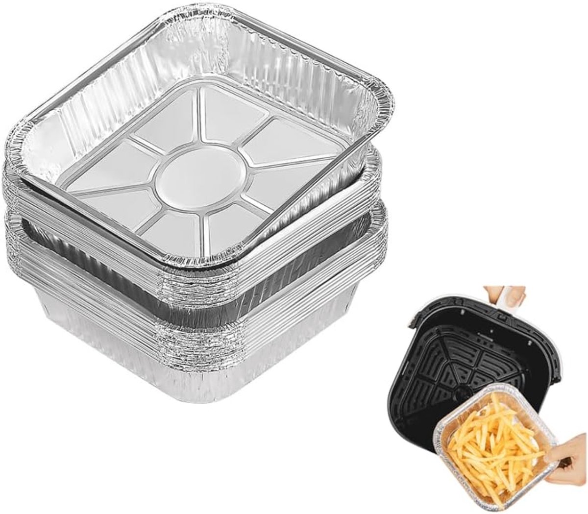 Aluminium Grill Kommen 30 Stuks 1200 ML Lekbak Voor Oven Grill En Barbecue Bakjes Voor Marineren En Serveren Afmetingen 21 X 21 X 4 5 CM Wegwerpbaar