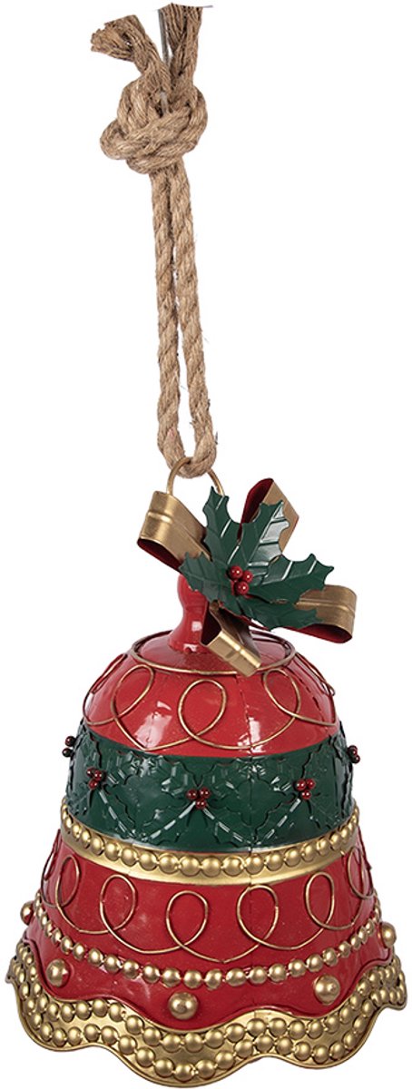 Clayre & Eef Kerstdecoratie Beeld Bel Ø 24x31 cm Rood Metaal