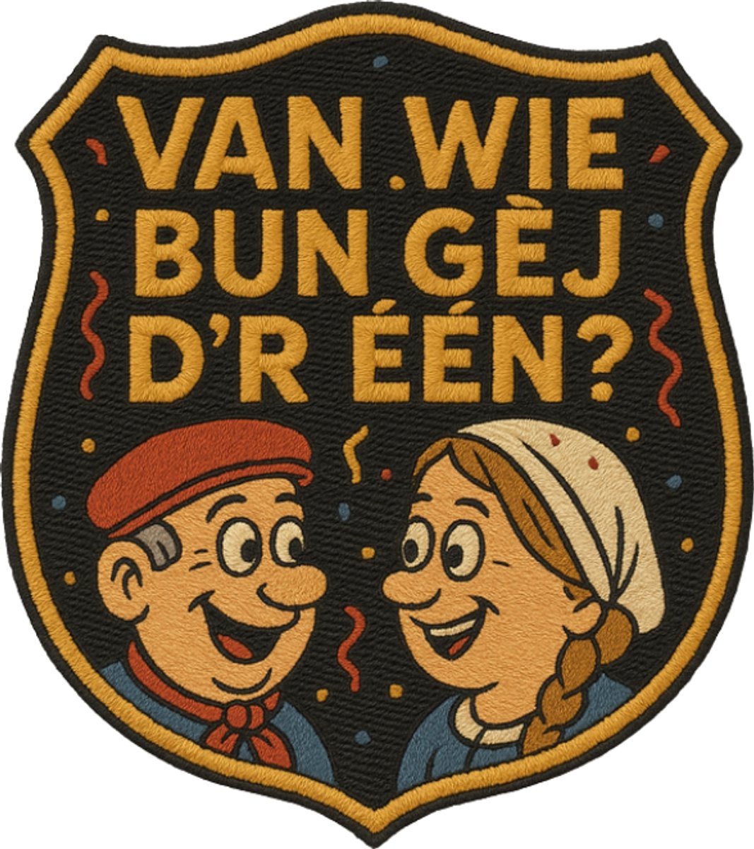 Carnavals Embleem Huusse - Strijkembleem - Van Wie Bun Gej Dr Een - Per Stuk
