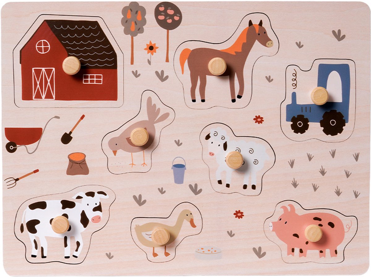 Speelgoedtopdeals - Houten Puzzel - Boerderijdieren - Houten puzzel voor kinderen