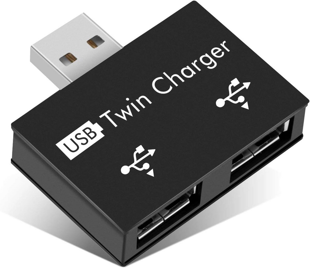 USB 2.0 2-poorts Draagbare USB Hub - Dubbele USB Adapter voor Laptops en Desktops - Zwart