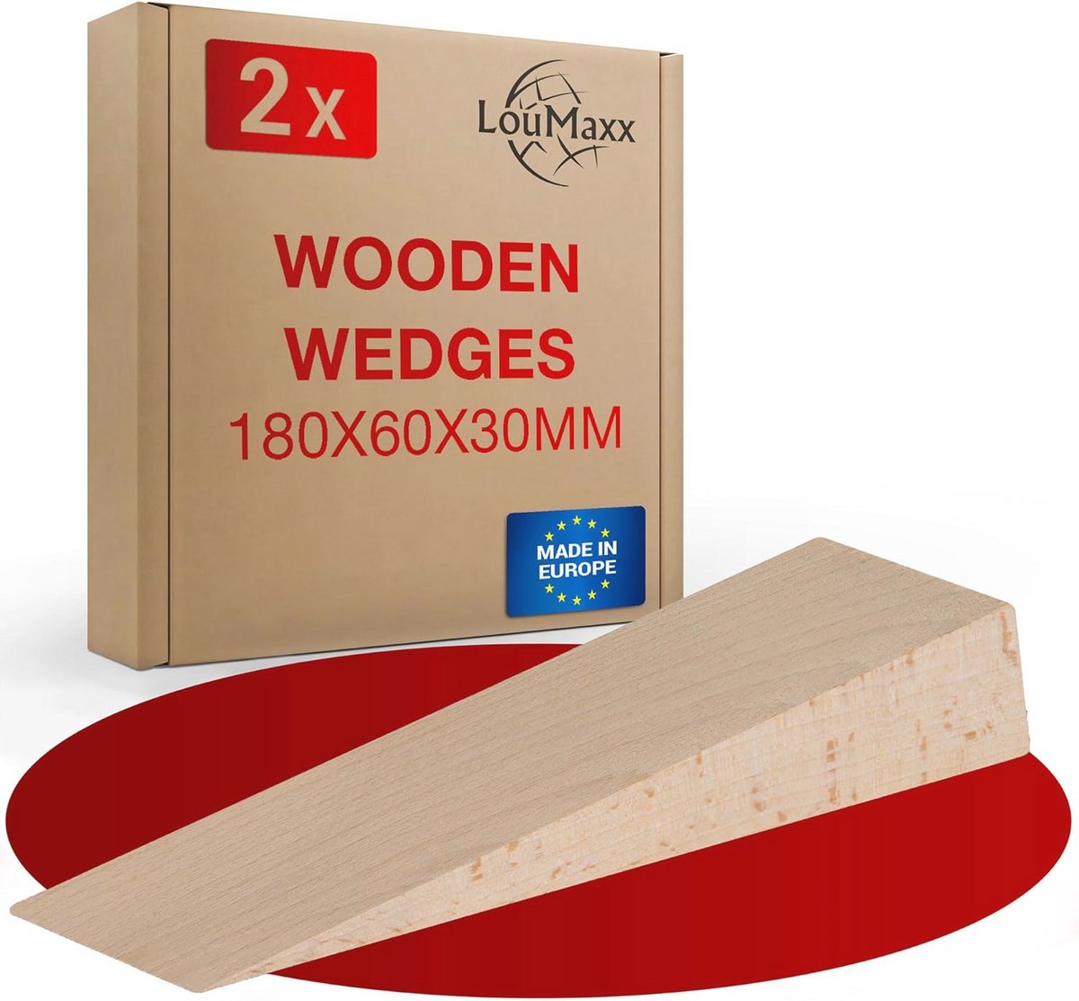 Set van 2 multifunctionele houten wiggen van beukenhout - 180 x 60 x 30 mm voor deurstoppers en meubels