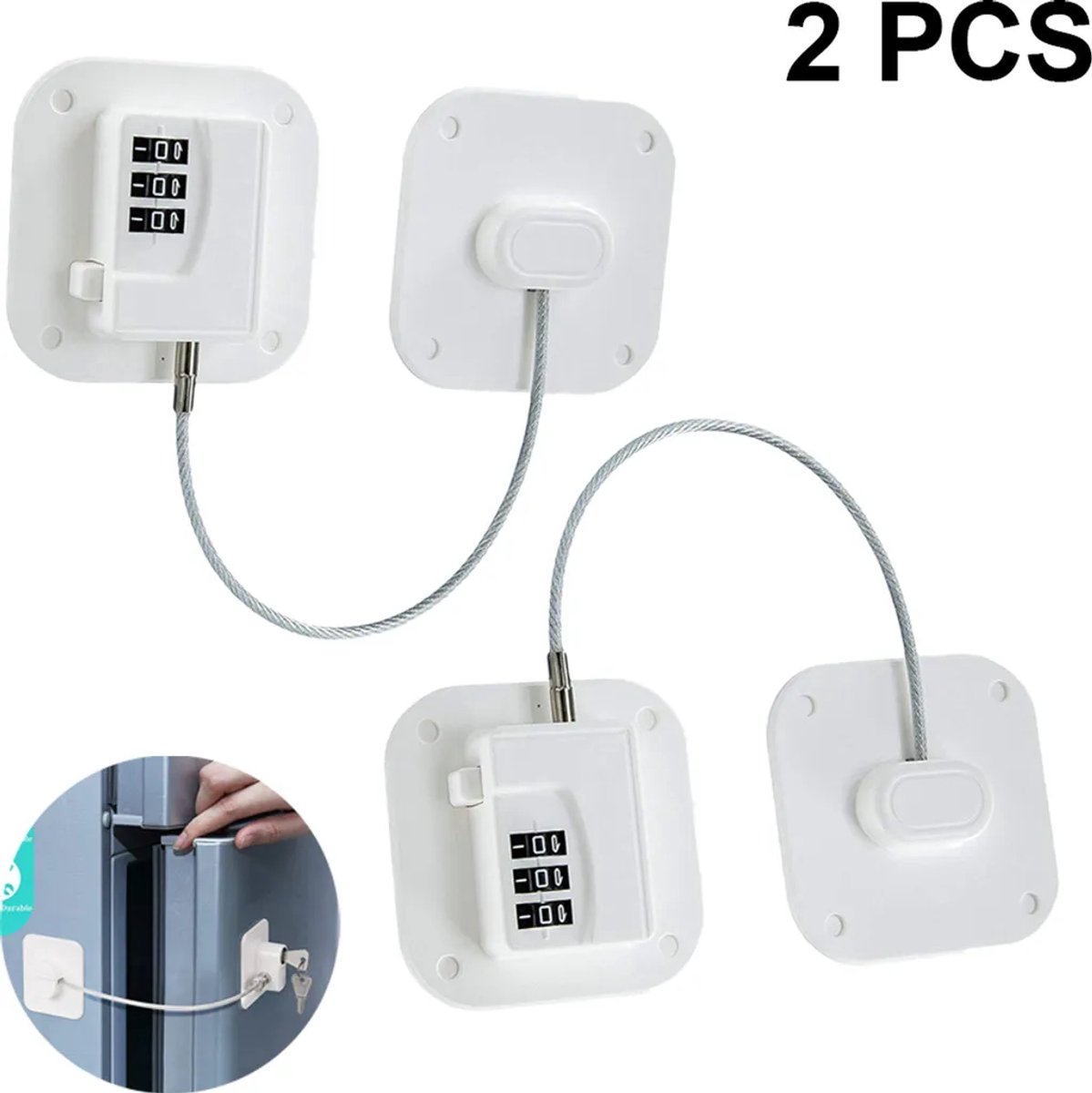 Sleutelloos koelkastslot, kindveilig koelkastslot met digitale combinatie, sterk zelfklevend combinatieslot voor koelkasten, kasten en lades.