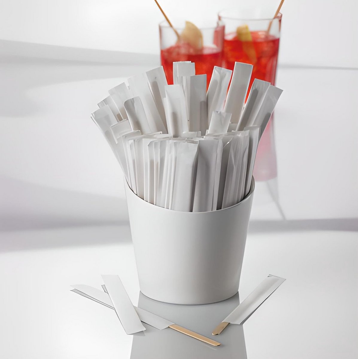 Set van 150 Herbruikbare Papieren Koffiebekers met Houten Schepjes | Ideaal voor Kantoor, Evenementen en Thuis — cadeau in Cadeau-ideeën - foto 3