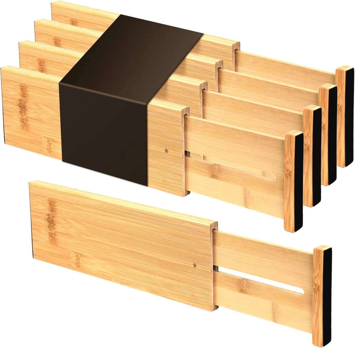 Verstelbare Bamboo Ladeverdeler 4" - Organiseer je Kleding en Keukengerei