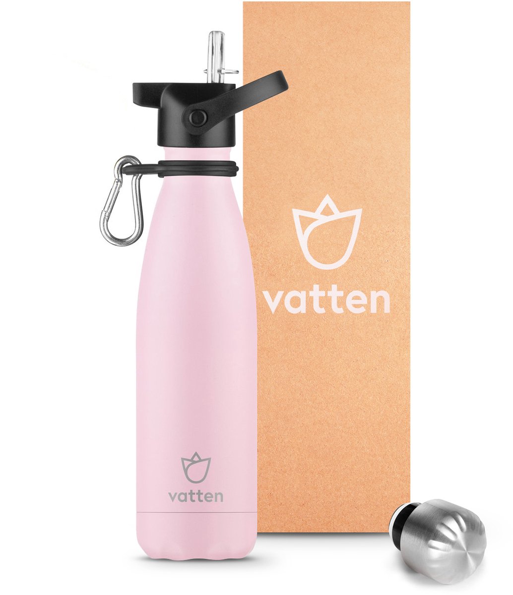 Vatten® Drinkfles RVS - 500 ml - Lichtroze - Waterfles - Isoleerfles - Thermosfles - Drinkbus