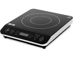 HCB® – Professionele Inductie kookplaat – 2 kW – 230V – 1 pit – Elektrische RVS / INOX kookplaatje vrijstaand – 35.5x29x6.2 cm (DxBxH) – 2 kg – 9212