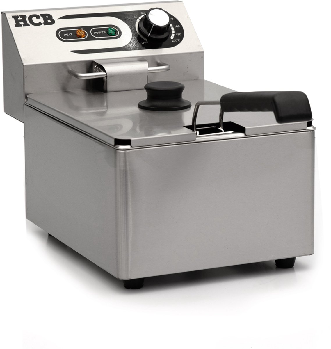 HCB® - Professionele Horeca frituurpan - Friteuse - 6 liter - 230V - RVS - 26.5x42x29 cm (BxDxH)