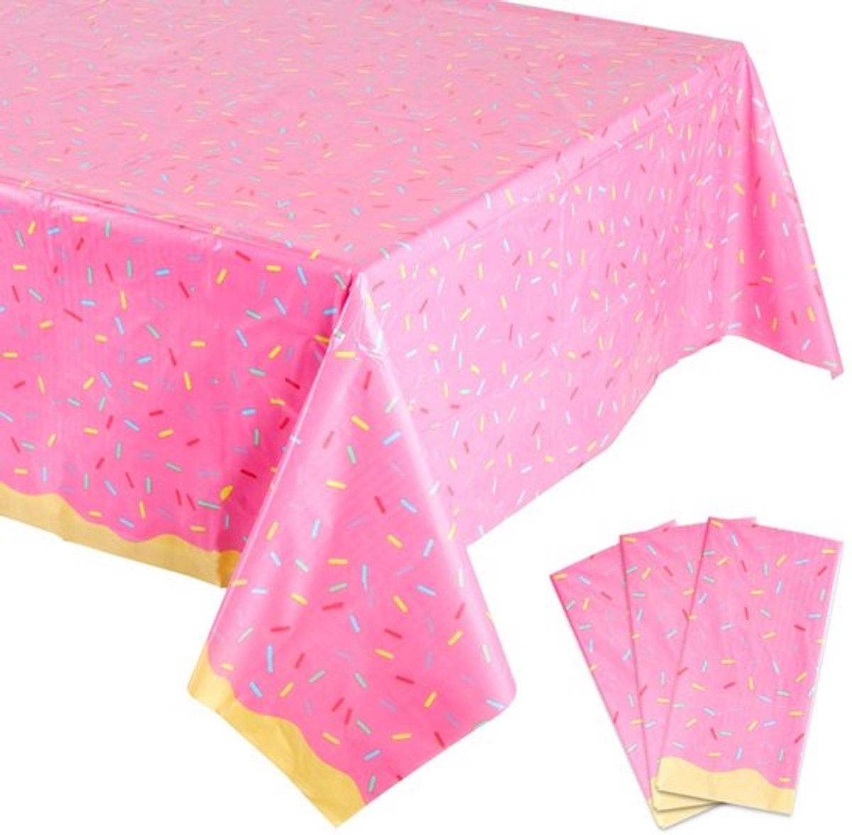 Hikyskin Donuts Verjaardagsfeesttafelhoezen - Roze - 140 x 40 cm - 3 Stuks