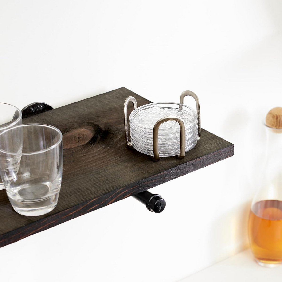 Glazen Onderzetters Set van 6 met Houder - Praktische Keukenaccessoires
