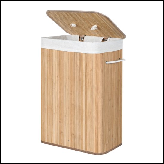 Bamboe Wasmand met Deksel - 72L Zwart - Koning Bamboe
