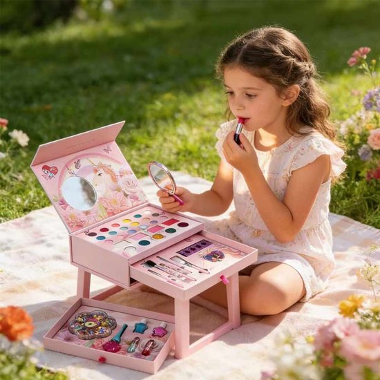 Maquillage Enfant Jouet Filles, Lavable Malette Maquillage Jouet pour Enfant, Co