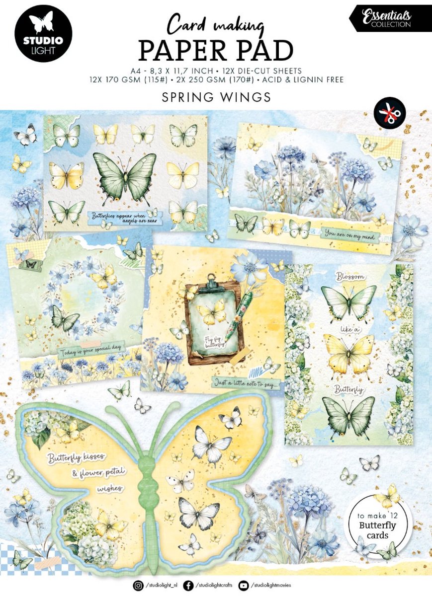 Card making pad Spring wings - Essentials nr. 24