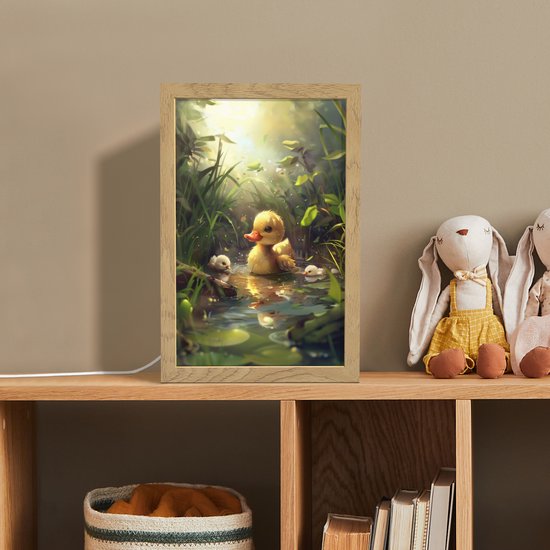 Nachtlampje 20x30 cm - Kinder lampje - Eendjes - Dieren - Natuur - Tafellamp kinderkamer - Slaapkamer lamp - Bedlamp kinderen - Kinderlampje stopcontact - Wandlamp babykamer - Nachtlampjes van Merkloos — afbeelding 3