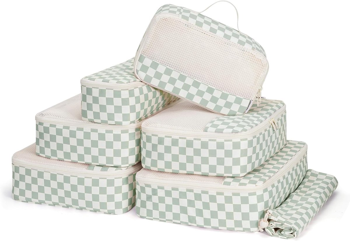 Famanu - 7-delige packing cubes set voor handbagage of koffer – Mintgroen