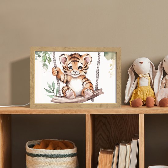Nachtlampje 30x20 cm - Kinder lampje - Tijger - Dier - Kinderen - Jungle - Tafellamp kinderkamer - Slaapkamer lamp - Bedlamp kinderen - Kinderlampje stopcontact - Wandlamp babykamer - Nachtlampjes van Merkloos — afbeelding 3