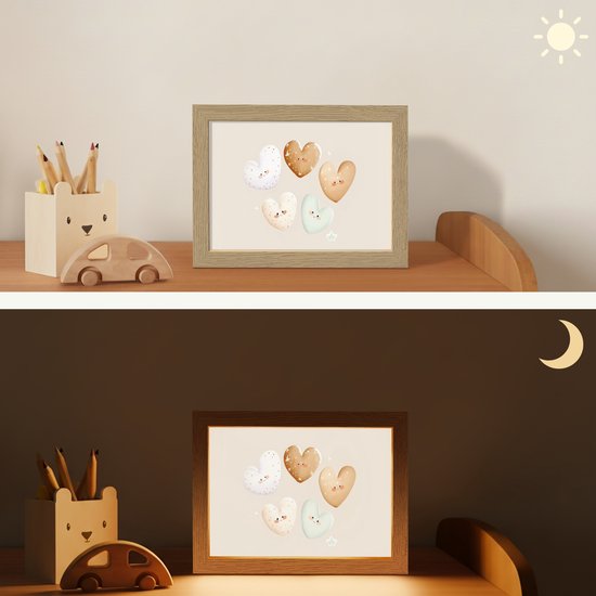 Nachtlampje 20x15 cm - Kinder lampje - Hartjes - Kleurrijk - Pastel - Tafellamp kinderkamer - Slaapkamer lamp - Bedlamp kinderen - Kinderlampje stopcontact - Wandlamp babykamer - Nachtlampjes van HEMA — afbeelding 4