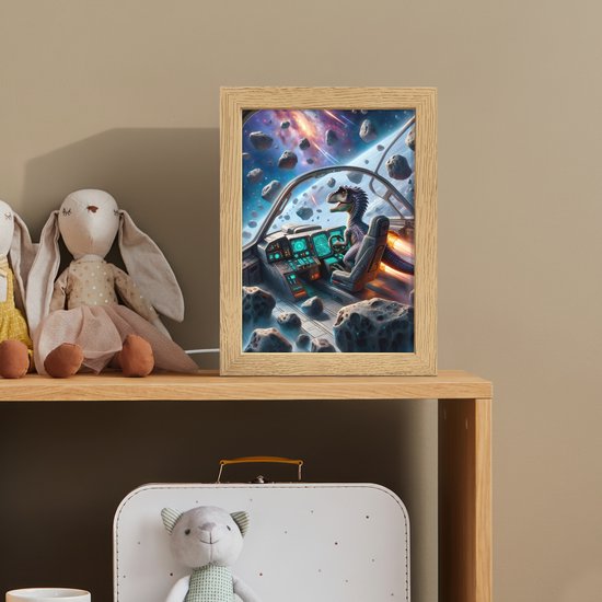 Nachtlampje 15x20 cm - Kinder lampje - Dino - Ruimte - Jongens - Tafellamp kinderkamer - Slaapkamer lamp - Bedlamp kinderen - Kinderlampje stopcontact - Wandlamp babykamer - Nachtlampjes van OnlyWow — afbeelding 3