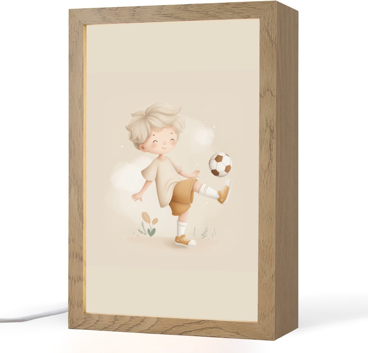 Nachtlampje 20x30 cm - Kinder lampje - Jongen - Beige - Minimalistisch - Voetbal - Tafella