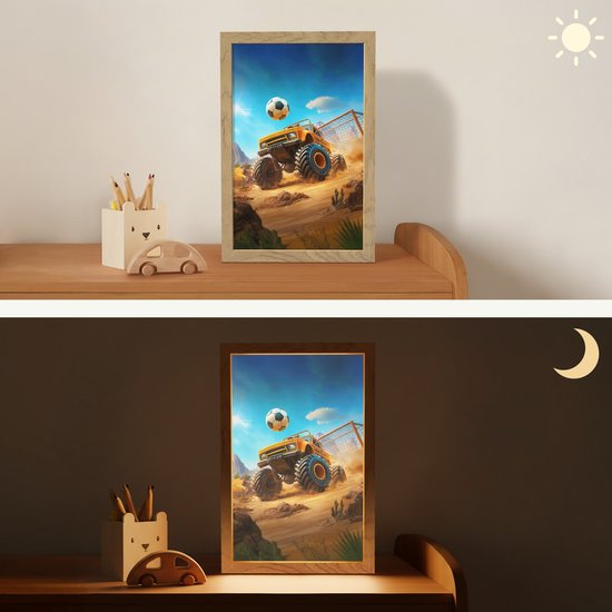 Nachtlampje 20x30 cm - Kinder lamp - Monstertruck - Voetbal - Woestijn - Tafellamp kinderkamer - Slaapkamer lamp - Bedlamp kinderen - Kinderlampje stopcontact - Wandlamp babykamer - Nachtlampjes van Merkloos — afbeelding 4