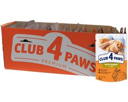 Natvoer Katten Club 4 Paws - Konijn in Gelei - 24x85g, Volwassen Katten, Omega 3 & 6