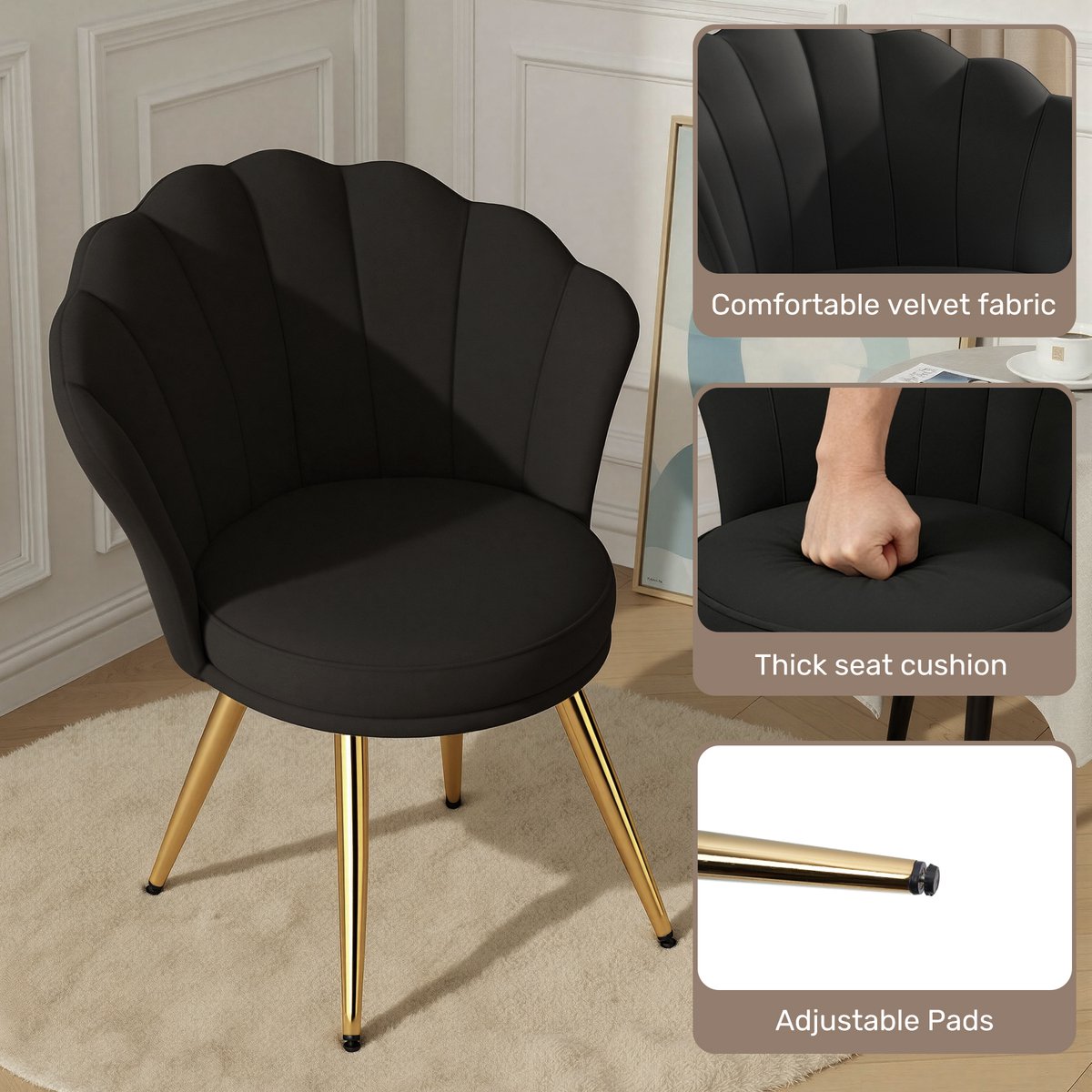 Moderne Moderne Accentstoel Fluwelen Fauteuil - afbeelding 3