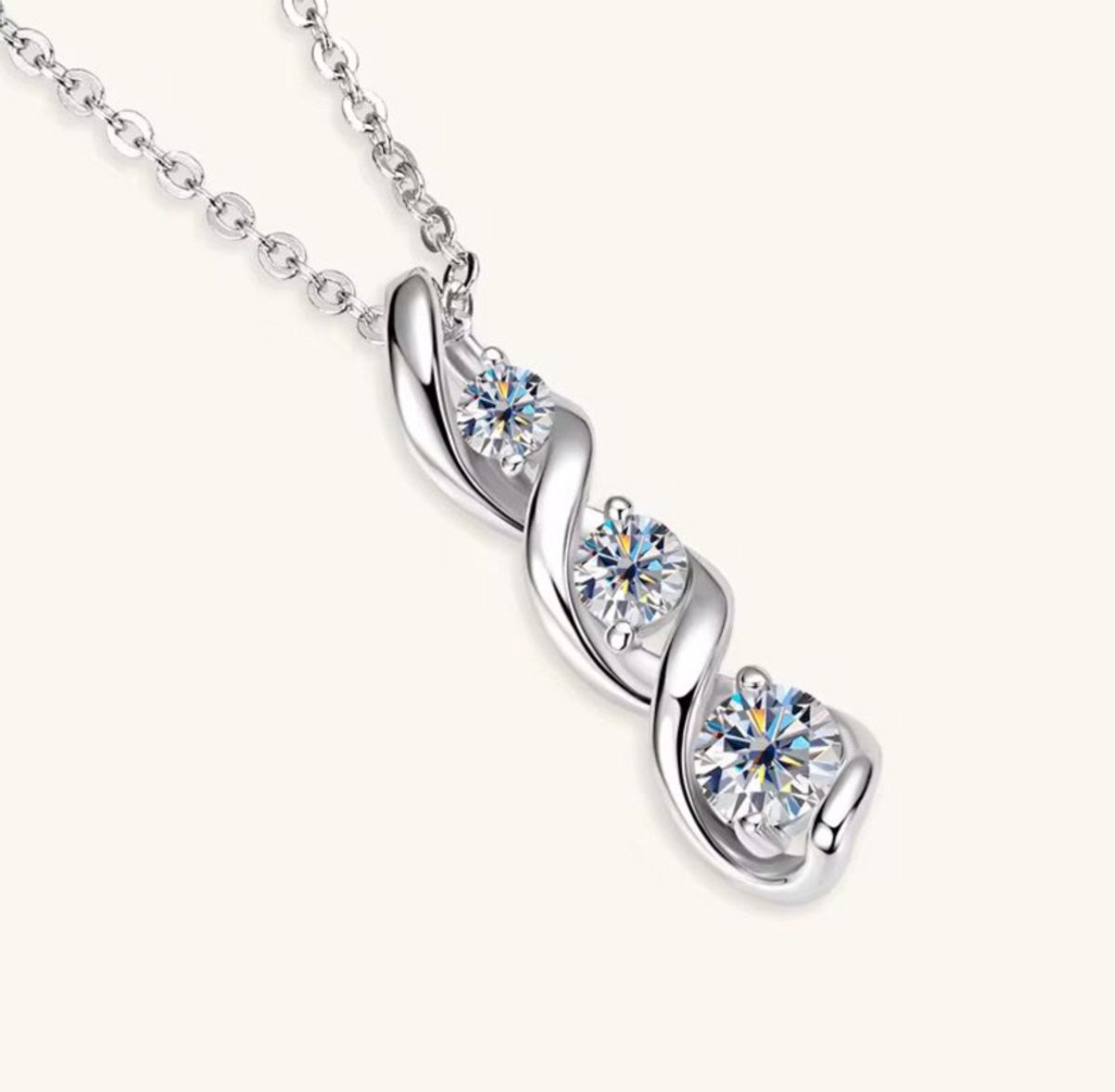 Selevie wit gouden Ketting Infinity hanger Moissanite stenen - 0.7ct -