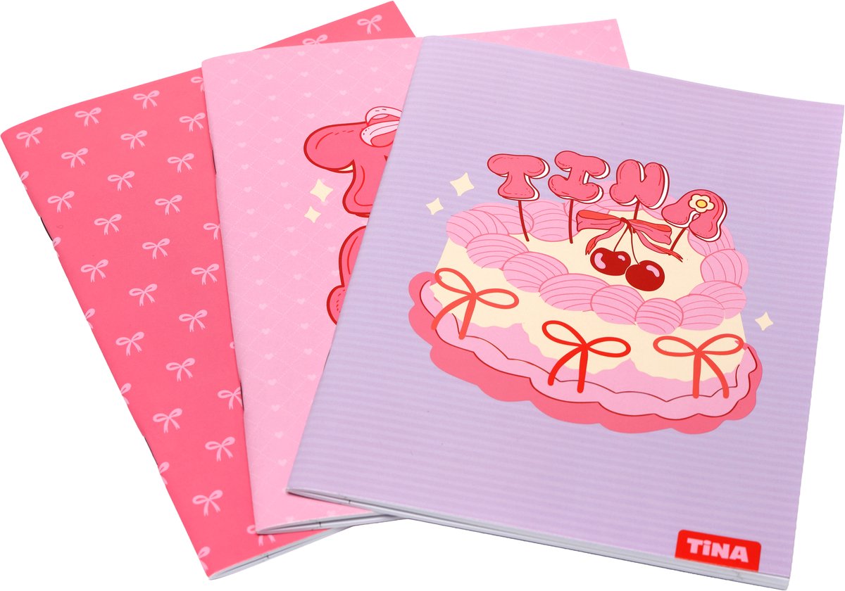 Tina Schriften set van 3 x A5 gelinieerd- Schrift - Schriften - A5 - School Spullen Meisjes - Notitieblok - To Do - School - Back to school