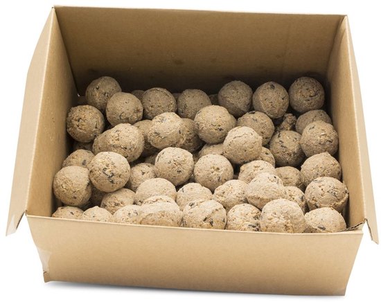 Gifts4Nature 100st Vetbollen voor Vogels - Mezenbollen zonder Net - 80 gram per bol - Vogelvoer Buitenvogels - Energierijk Tuinvogelvoer - Grootverpakking