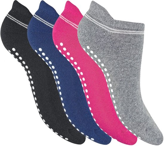 Pierre Cardin Dames Yoga Pilates Fitness Home Wellness Sokken - 4 Paar - Anti-Slip Sokken - Zwart/Grijs/Roze/Blauw - Maat 35/41 van Merkloos — afbeelding 2