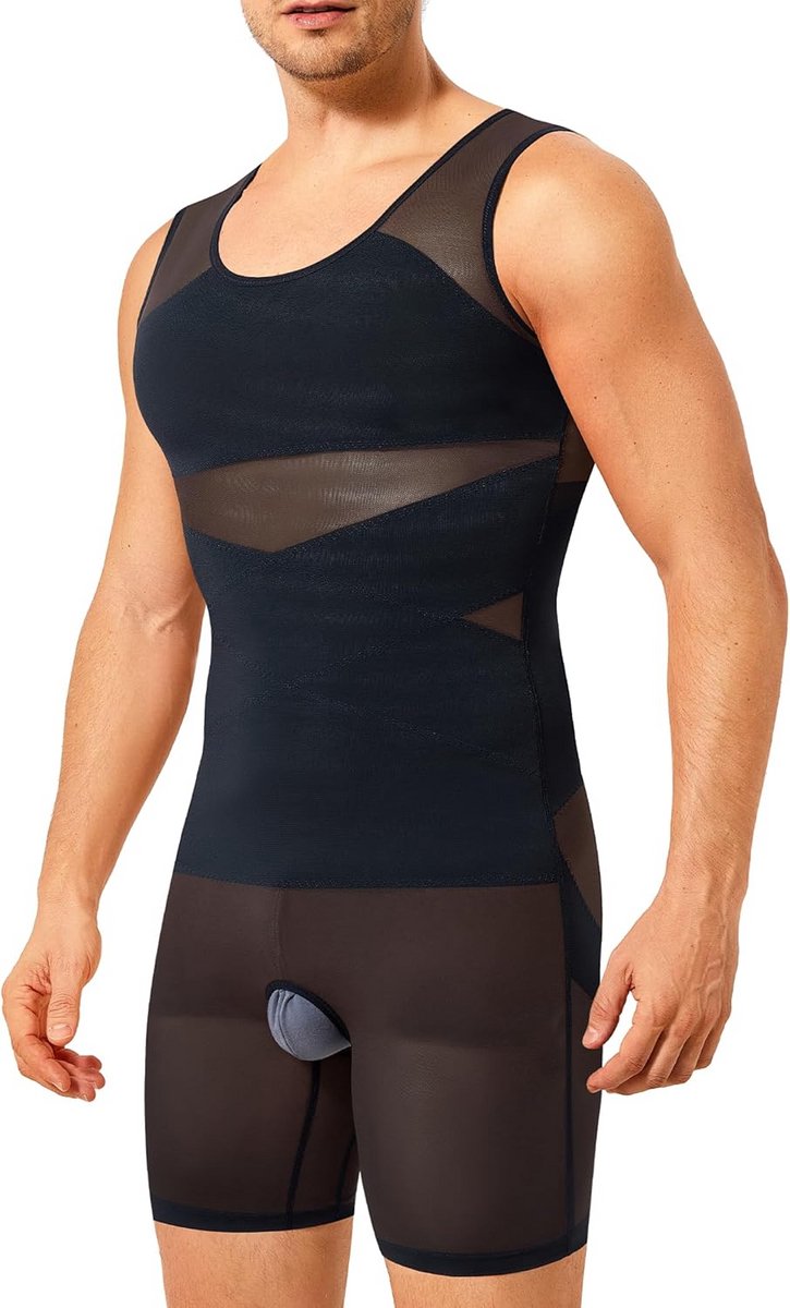 Compressiehemd Heren Buikcontrole Full Body Shaper met Beenstukken Slank Lichaamsvormer