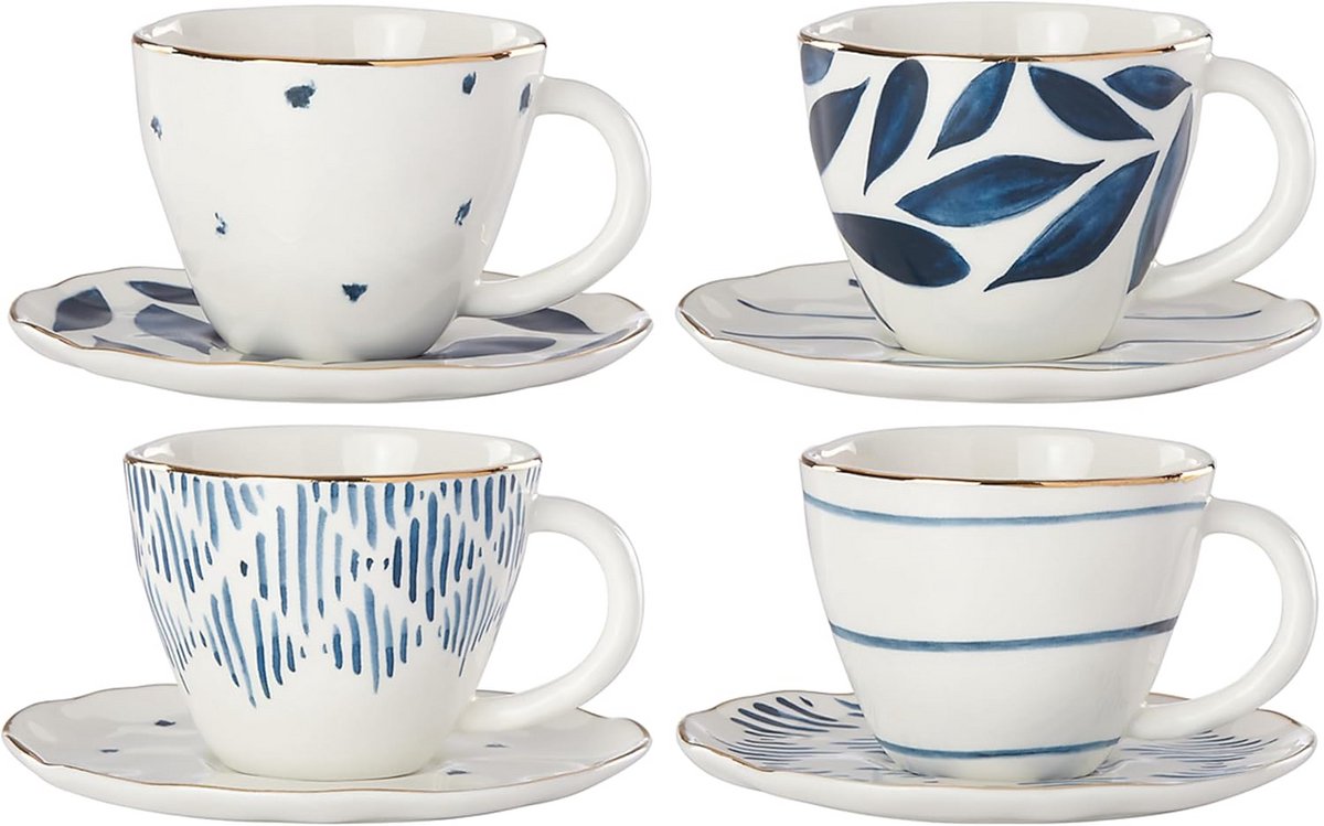 Set van 4 Espresso Kopjes en Schotels
